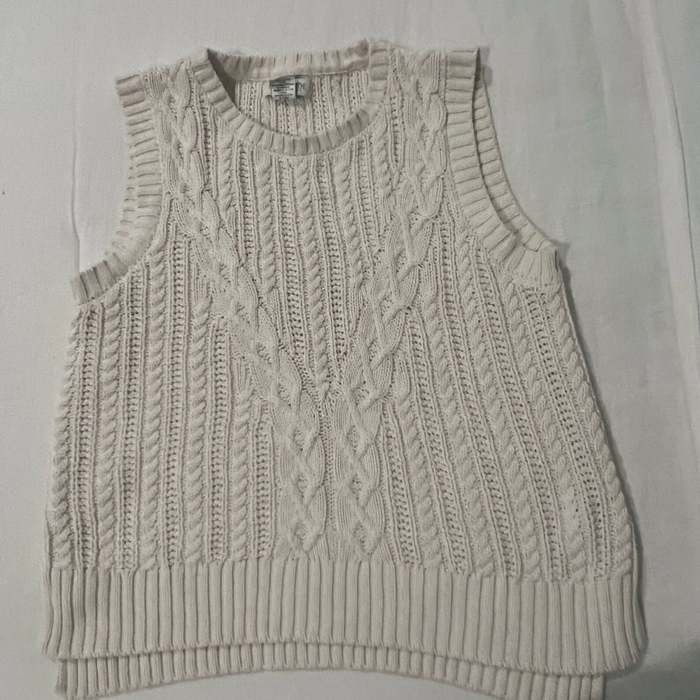 Rachel Zoe Cable Knit Sleeveless Sweater - Beige